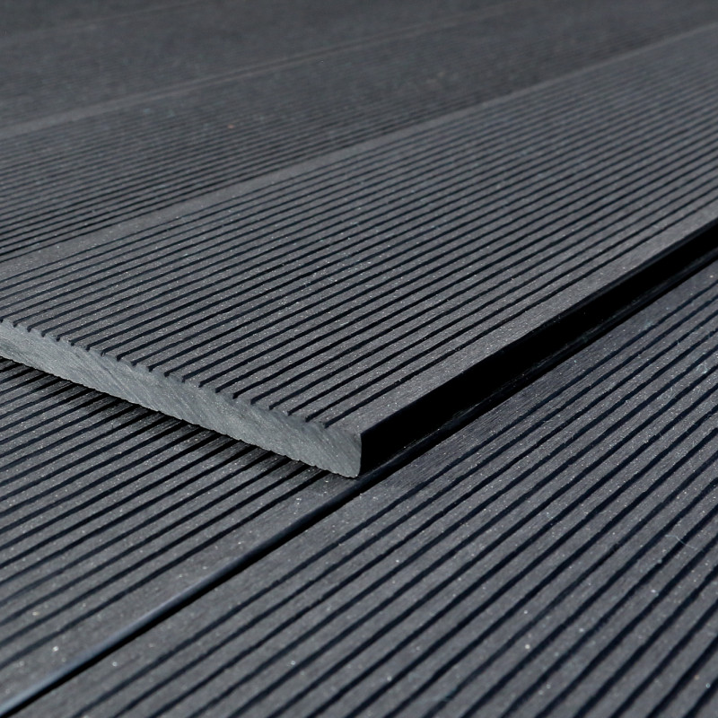 WPC Abschlussleiste in Holzoptik, 11 x 140 mm, Wellenstruktur / fein, Dunkelgrau