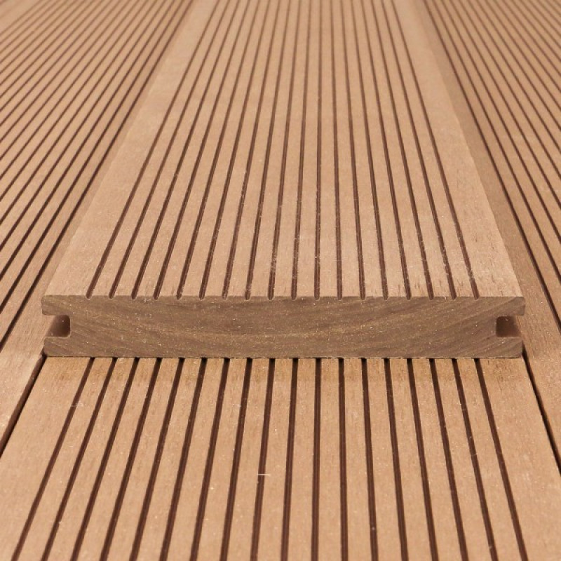 WPC Terrassendiele Massiv, 20 x 140 mm, glatt / fein, Hellbraun