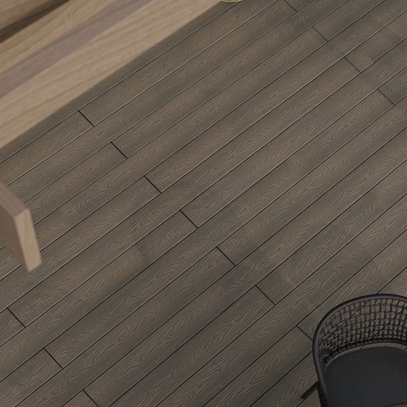 WPC Premium Terrassendiele 2. Generation, 23 x 142 mm, Wellenstruktur / glatt, Walnuss