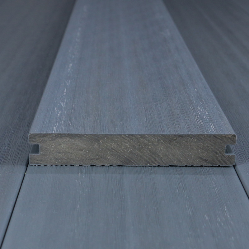 Bausatz, WPC Premium Terrassendiele 2. Generation, Massiv, 23 x 140 mm, Wellenstruktur / glatt, Grau