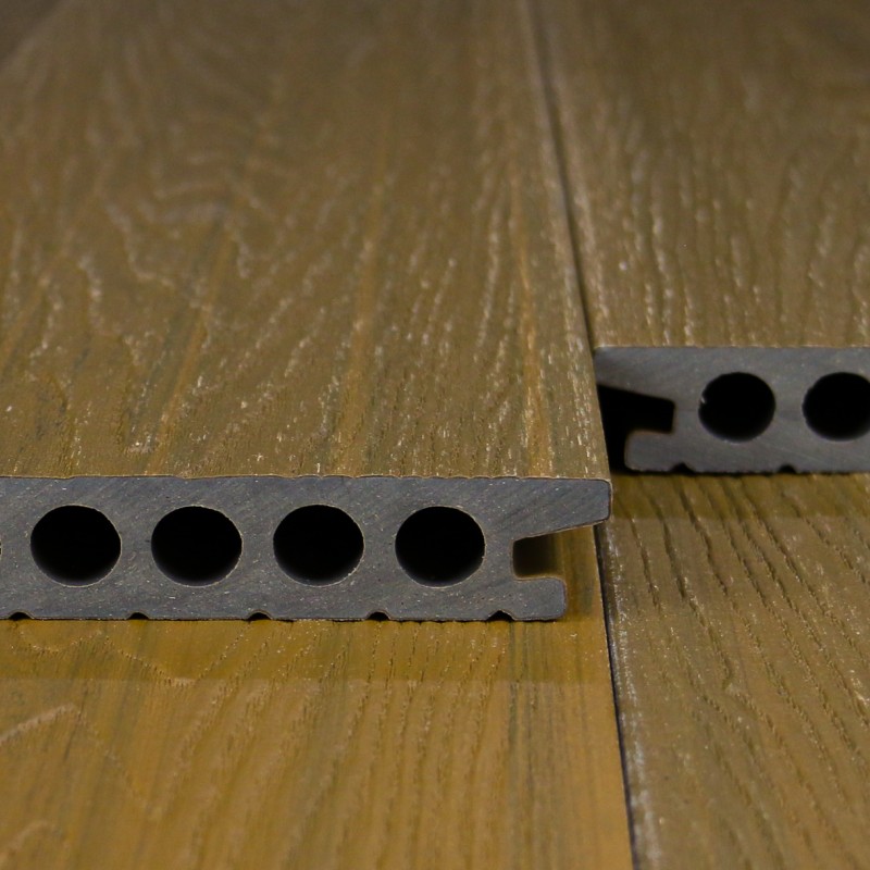 Bausatz, FeelingWood WPC Premium Terrassendiele in Holzoptik, 25 x 150 mm, Wellenstruktur, Teak