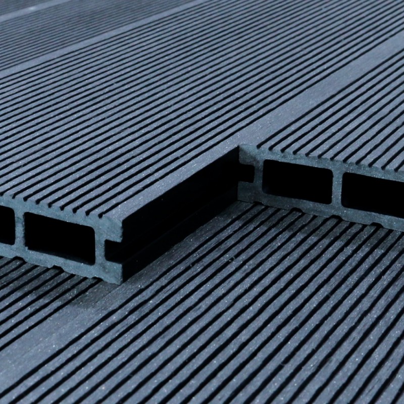 Bausatz, WPC Terrassendiele, Hohldiele, 24 x 146 mm, grob / fein, Dunkelgrau