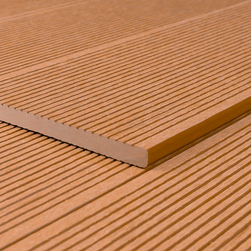 WPC Abschlussleiste in Holzoptik, 11 x 140 mm, Wellenstruktur / fein, Hellbraun