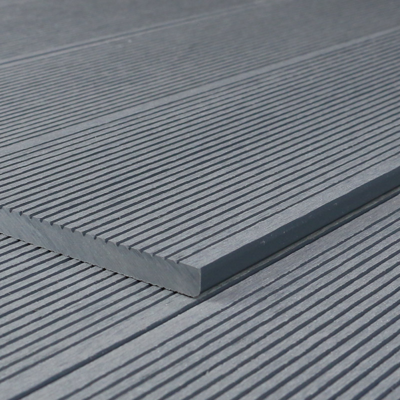 WPC Abschlussleiste in Holzoptik, 11 x 140 mm, Wellenstruktur / fein, Grau