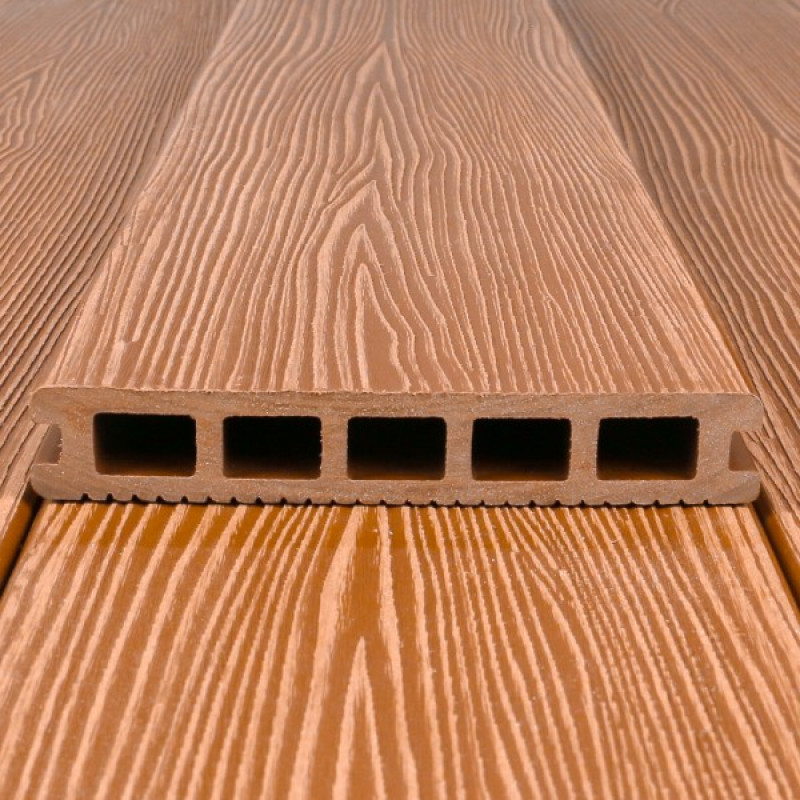 WPC Terrassendiele in Holzoptik, 25 x 148 mm, Wellenstruktur / fein, Hellbraun