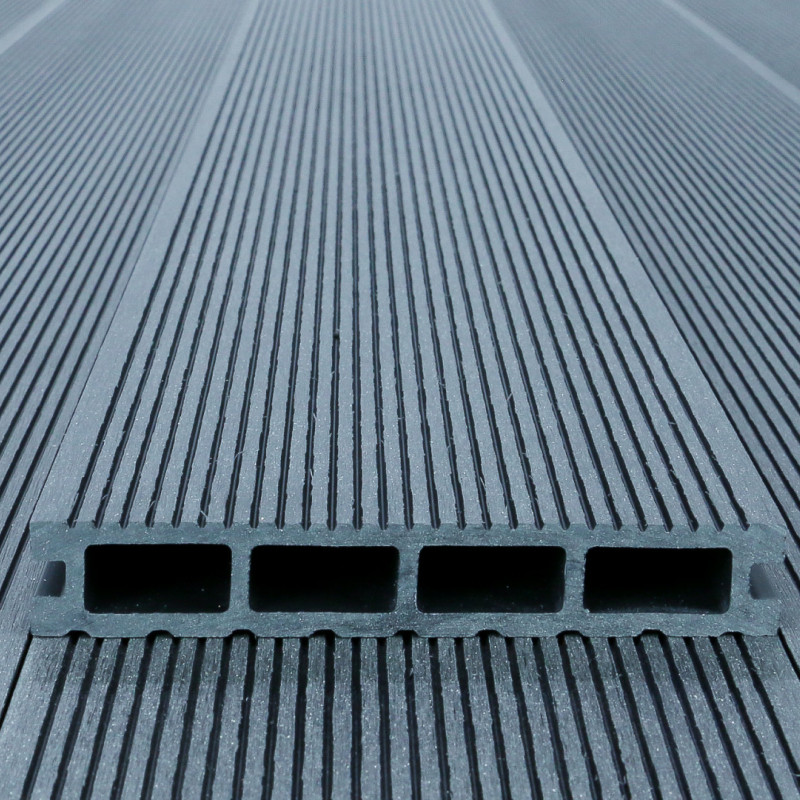 Bausatz, WPC Terrassendiele, Hohldiele, 24 x 146 mm, grob / fein, Grau