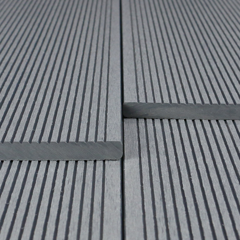 WPC Abschlussleiste in Holzoptik, 11 x 140 mm, Wellenstruktur / fein, Grau