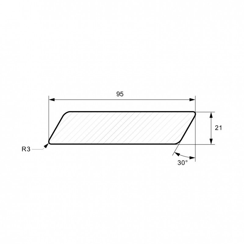 Rhombusleisten 30°, 21 x 95 mm, A/B Sortierung