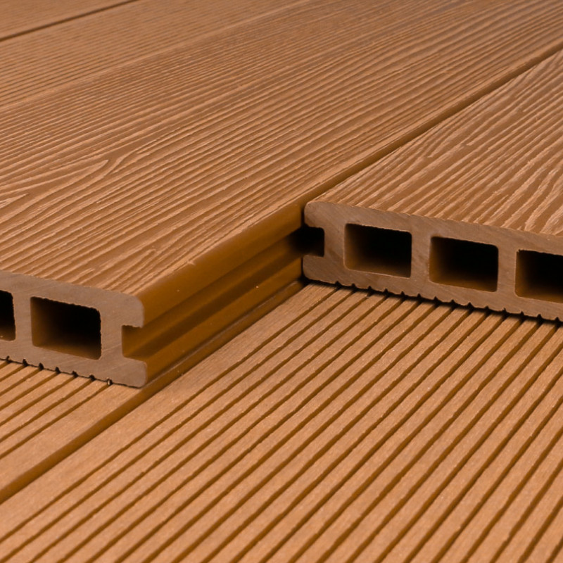WPC Terrassendiele in Holzoptik, 25 x 148 mm, Wellenstruktur / fein, Hellbraun