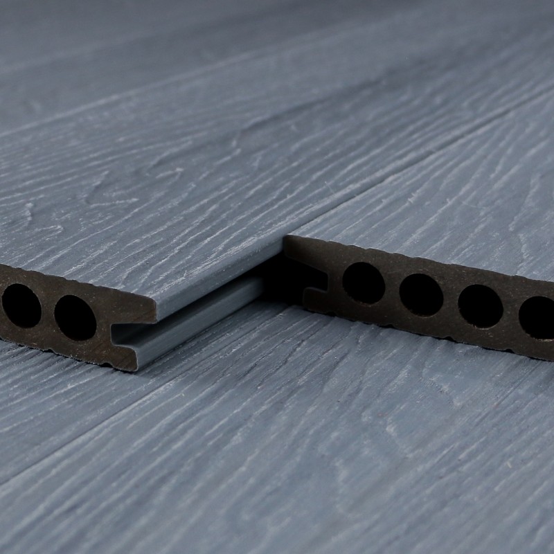 FeelingWood WPC Premium Terrassendiele in Holzoptik, 25 x 150 mm, Wellenstruktur, Grau