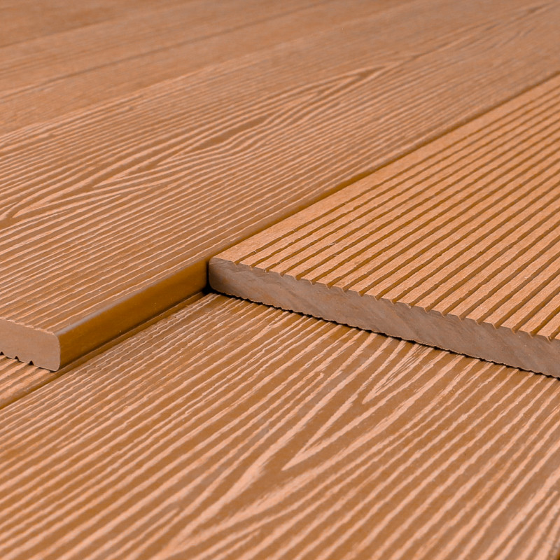 WPC Abschlussleiste in Holzoptik, 11 x 140 mm, Wellenstruktur / fein, Hellbraun