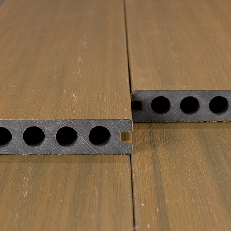 Bausatz, WPC Premium Terrassendiele 2. Generation, 23 x 142 mm, Wellenstruktur / glatt, Teak