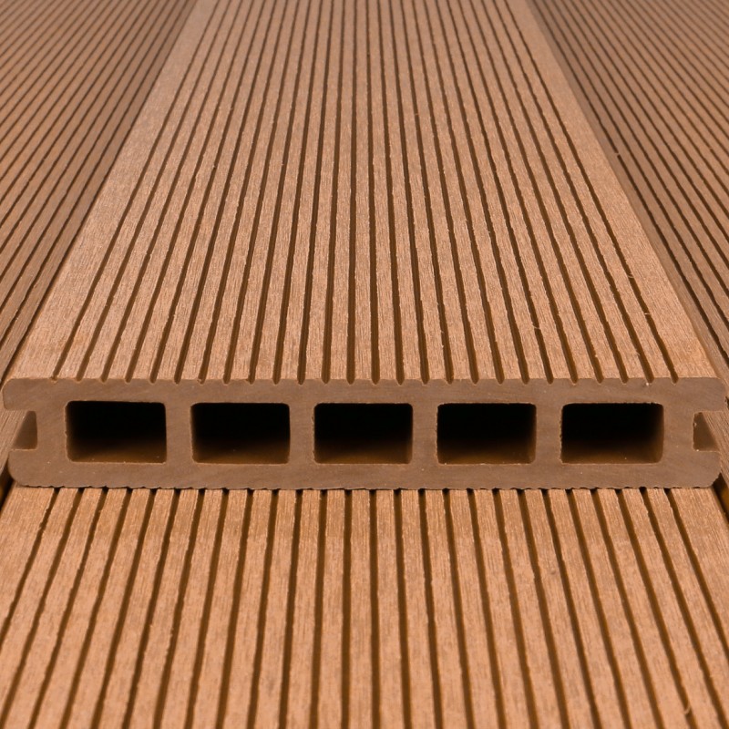 Bausatz, WPC Terrassendiele in Holzoptik, 25 x 148 mm, Wellenstruktur / fein, Hellbraun