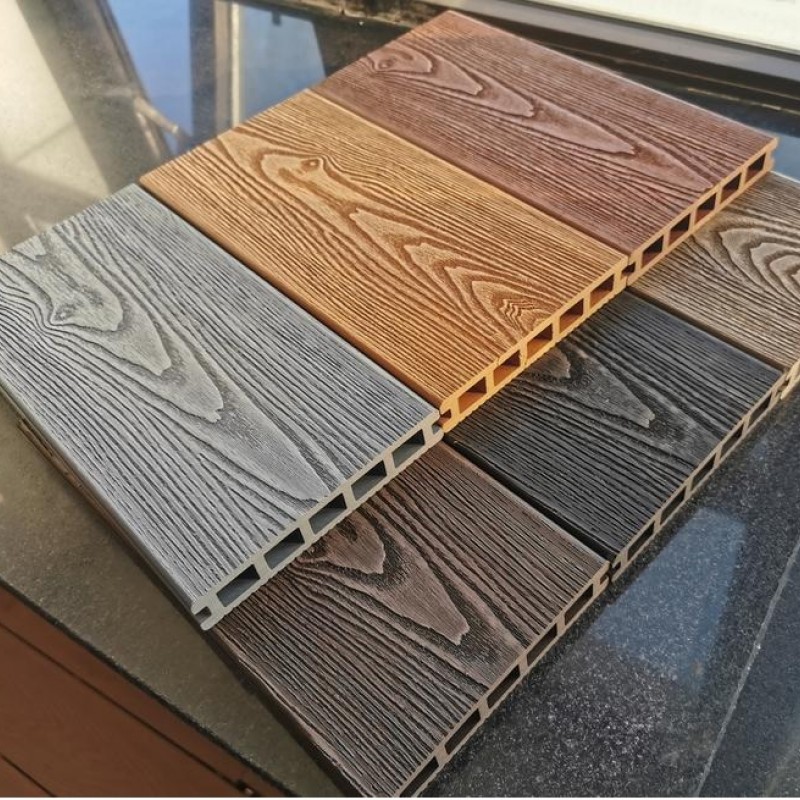 Bausatz, WPC Terrassendiele in Holzoptik, 25 x 148 mm, Wellenstruktur / fein, Dunkelbraun