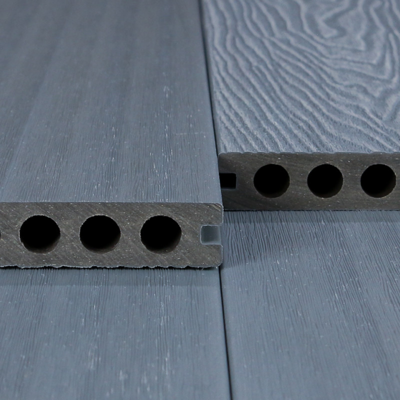 WPC Premium Terrassendiele 2. Generation, 23 x 142 mm, Wellenstruktur / glatt, Grau