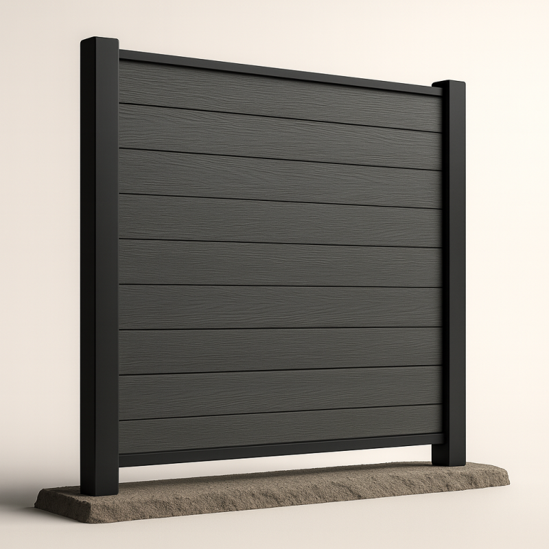 Bausatz, WPC Zaun Komplett-Set mit Alu-Pfosten (zum Einbetonieren), Dunkelgrau