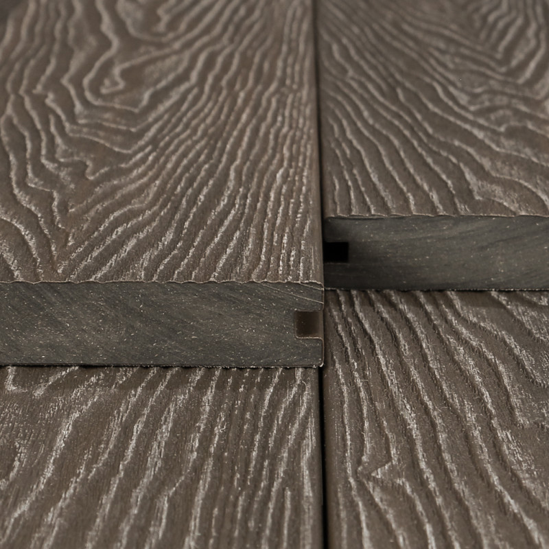 WPC Premium Terrassendiele 2. Generation, Massiv, 23 x 140 mm, Wellenstruktur / glatt, Walnuss