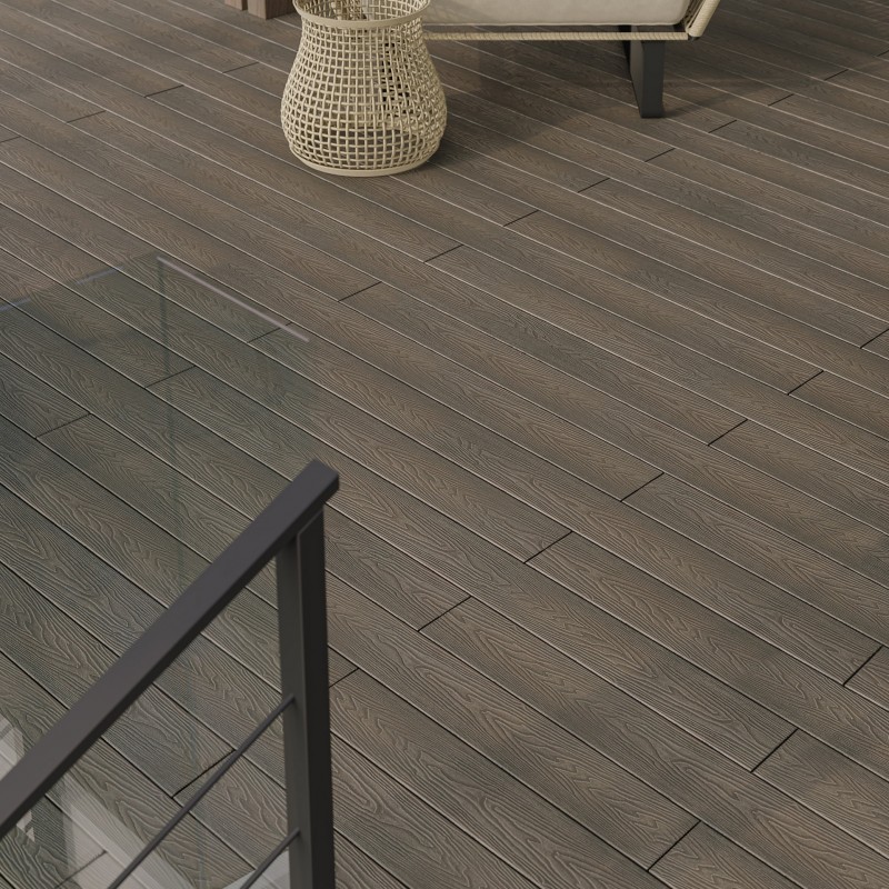 WPC Premium Terrassendiele 2. Generation, 23 x 142 mm, Wellenstruktur / glatt, Walnuss