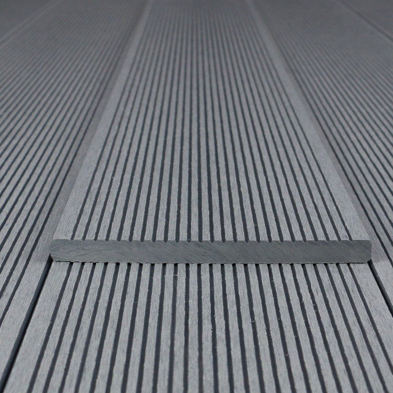 WPC Abschlussleiste in Holzoptik, 11 x 140 mm, Wellenstruktur / fein, Grau