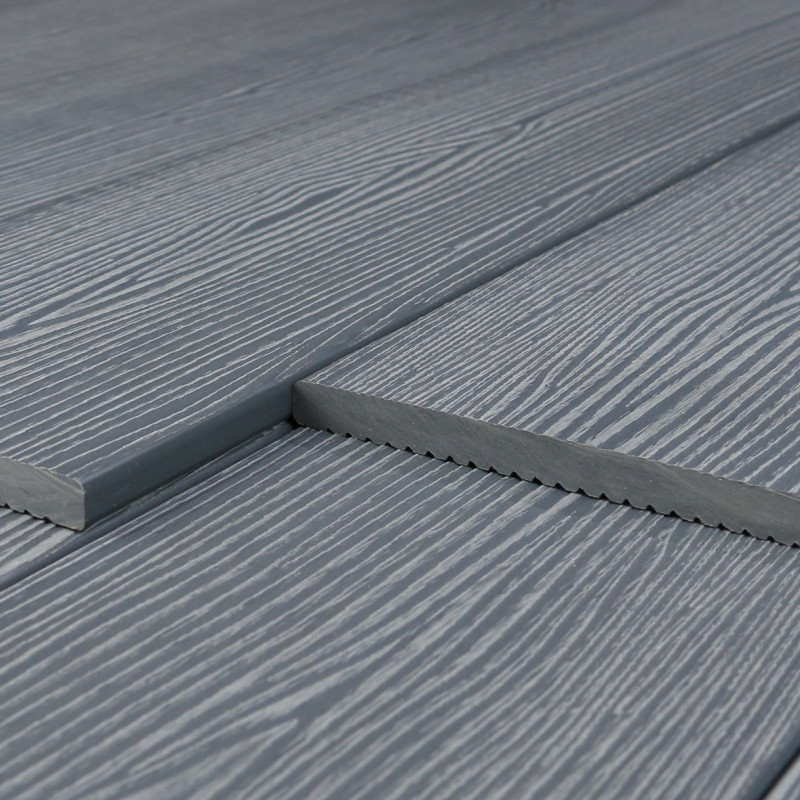 WPC Abschlussleiste in Holzoptik, 11 x 140 mm, Wellenstruktur / fein, Grau