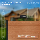 WPC-Zaunelemente, Steckprofil in Holzoptik, Hellbraun