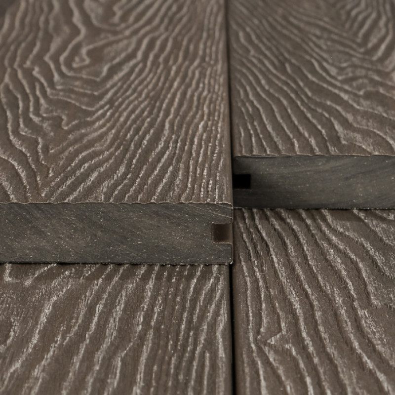 Bausatz, WPC Premium Terrassendiele 2. Generation, Massiv, 23 x 140 mm, Wellenstruktur / glatt, Walnuss