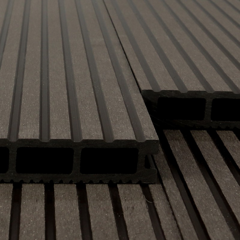 WPC Terrassendiele, Hohldiele, 24 x 146 mm, grob / fein, Dunkelbraun