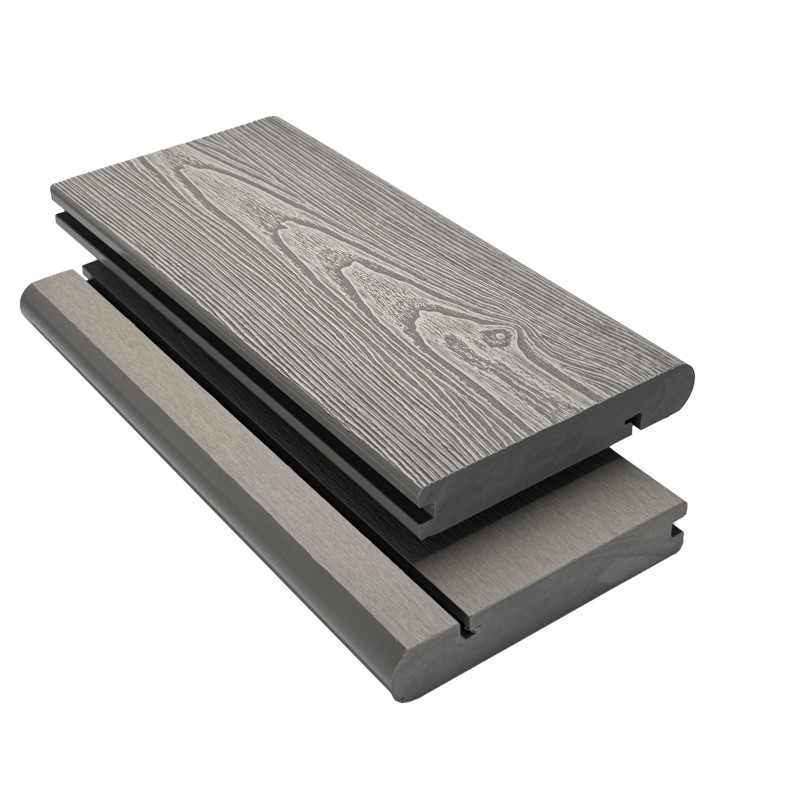 WPC Seitendiele in Holzoptik, 25 x 142 mm, Wellenstruktur, Eiche