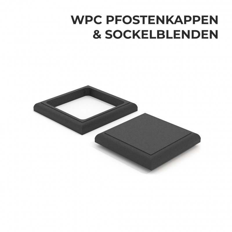 WPC-Pfostenkappen + Sockelblenden, Schwarz