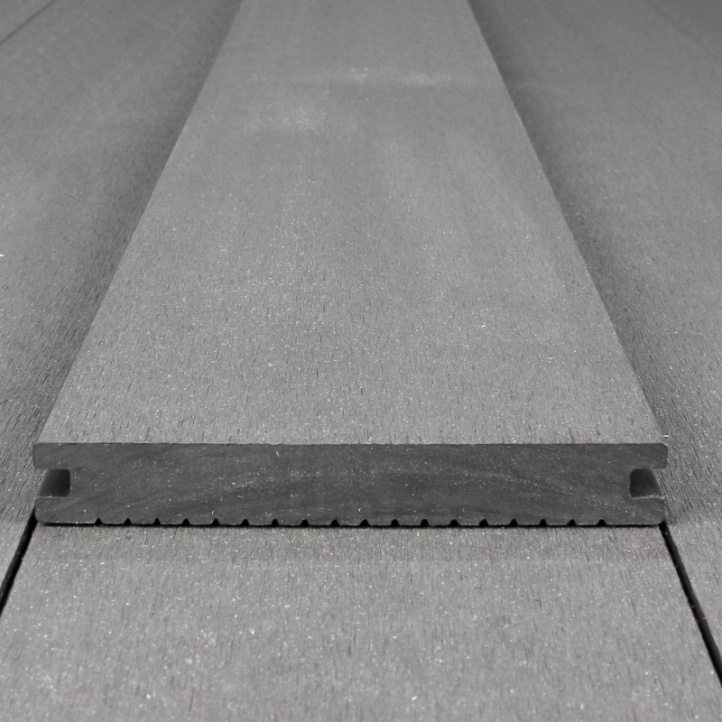 WPC Terrassendiele Massiv, 20 x 140 mm, glatt / fein, Grau