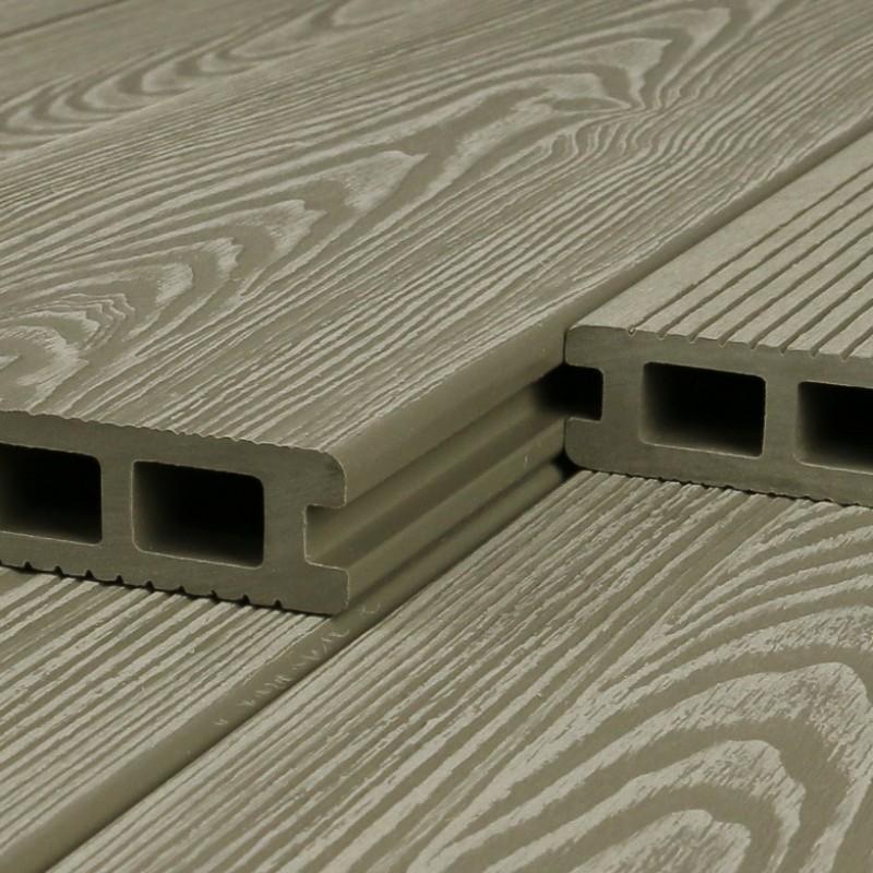 Bausatz, WPC Terrassendiele in Holzoptik, 25 x 148 mm, Wellenstruktur / fein, Eiche