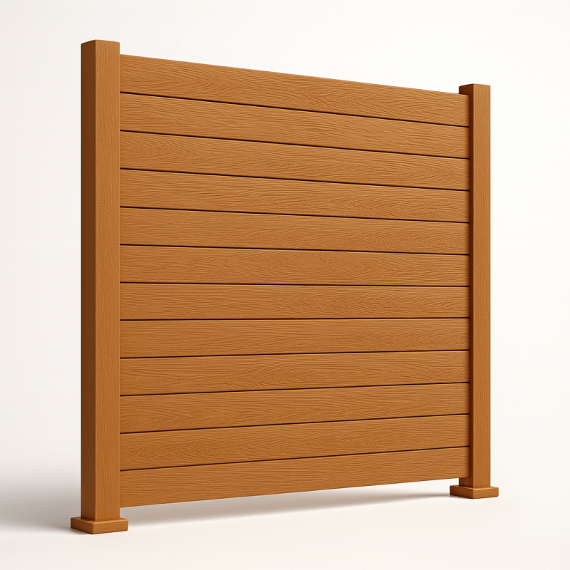 Bausatz, WPC Zaun Komplett-Set mit WPC-Pfosten (zum Aufschrauben), Hellbraun