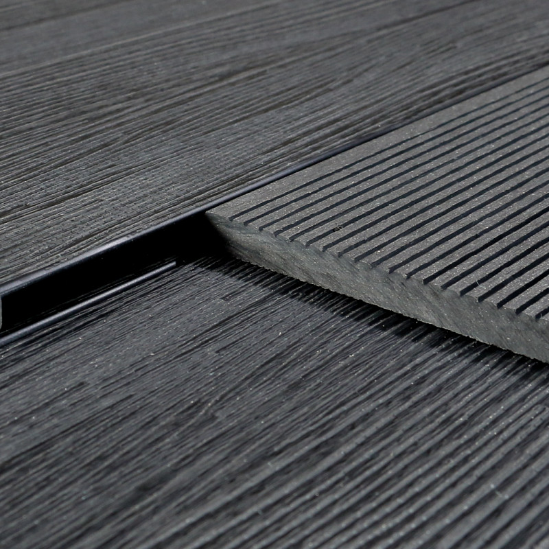 WPC Abschlussleiste in Holzoptik, 11 x 140 mm, Wellenstruktur / fein, Dunkelgrau