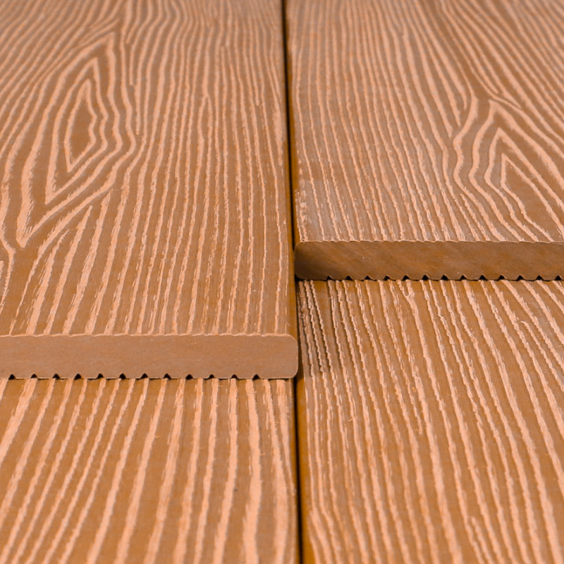 WPC Abschlussleiste in Holzoptik, 11 x 140 mm, Wellenstruktur / fein, Hellbraun