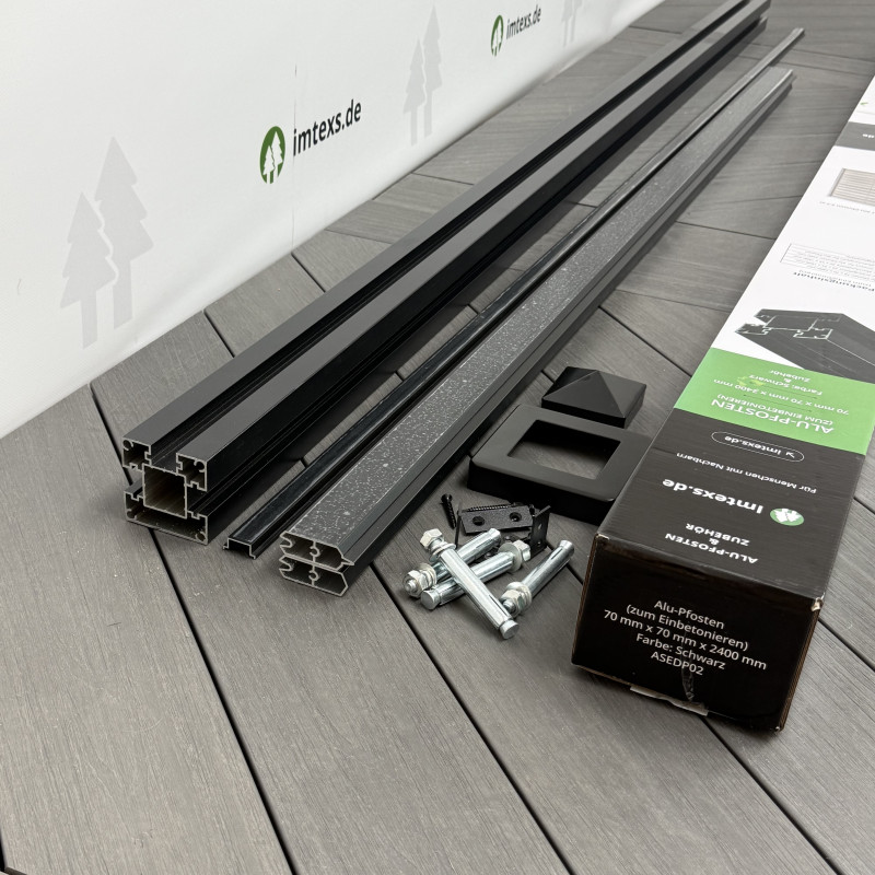 Alu-Pfosten zum Einbetonieren & Zubehör, Schwarz