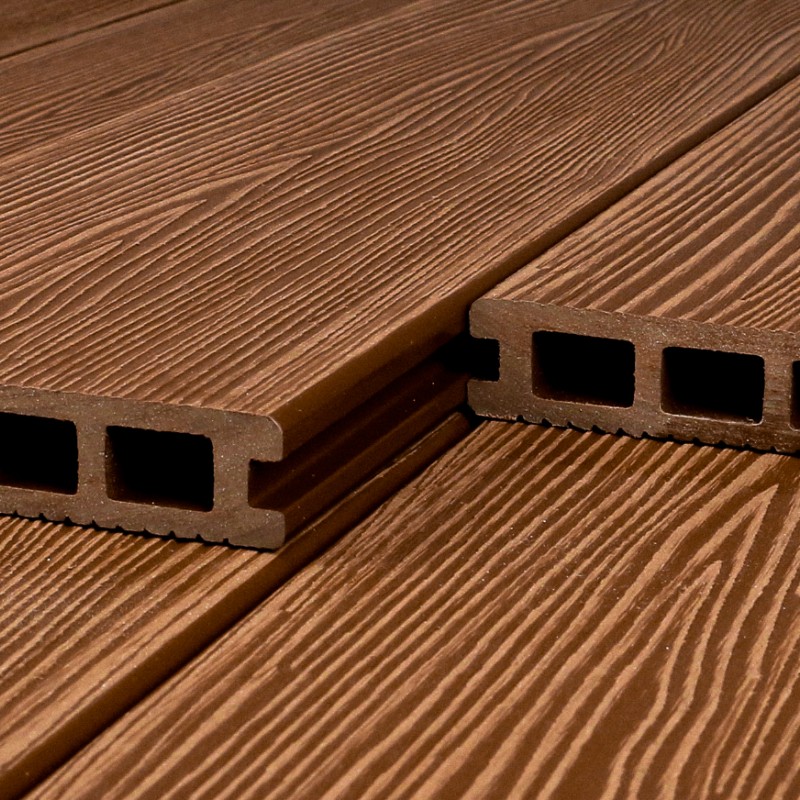 WPC Terrassendiele in Holzoptik, 25 x 148 mm, Wellenstruktur / fein, Dunkelbraun