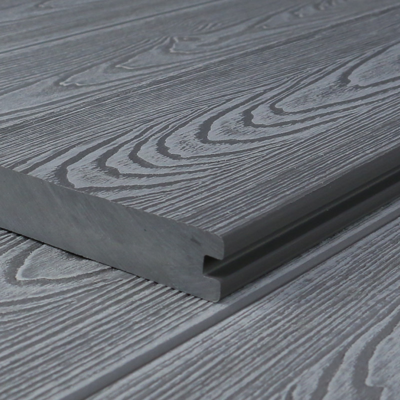 WPC Seitendiele in Holzoptik, 25 x 142 mm, Wellenstruktur, Grau