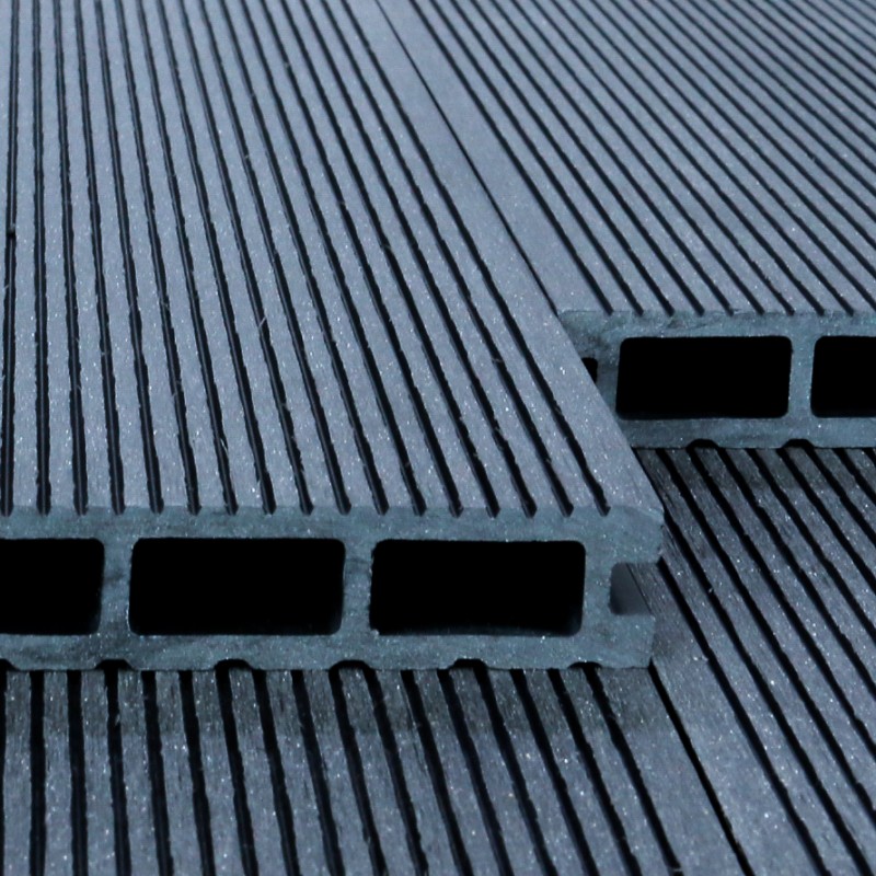 Bausatz, WPC Terrassendiele, Hohldiele, 24 x 146 mm, grob / fein, Dunkelgrau