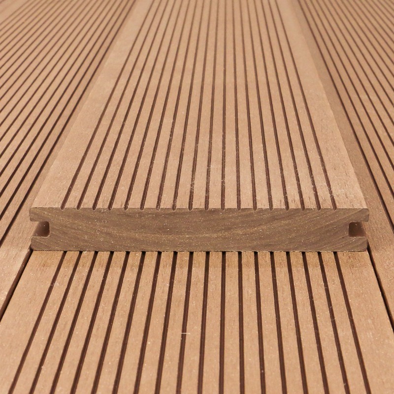 Bausatz, WPC Terrassendiele Massiv, 20 x 140 mm, glatt / fein, Hellbraun