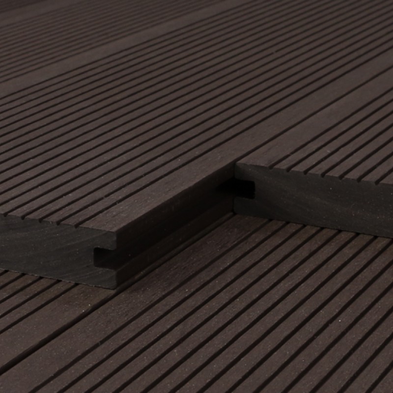 Bausatz, WPC Terrassendiele Massiv, 20 x 140 mm, glatt / fein, Dunkelbraun