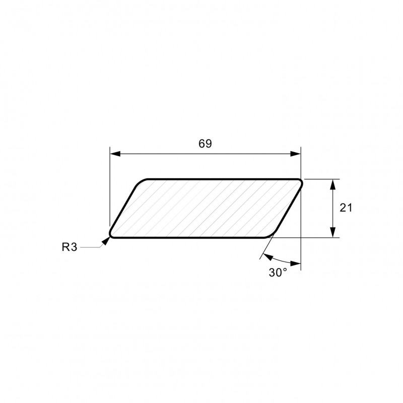 Rhombusleisten 30°, 21 x 69 mm, C Sortierung