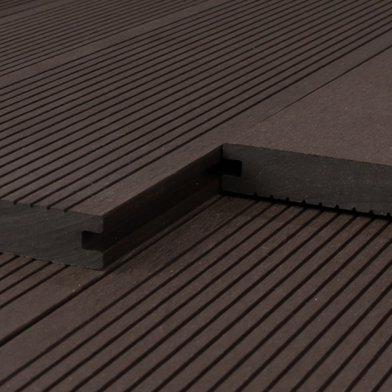 Bausatz, WPC Terrassendiele Massiv, 20 x 140 mm, glatt / fein, Dunkelbraun