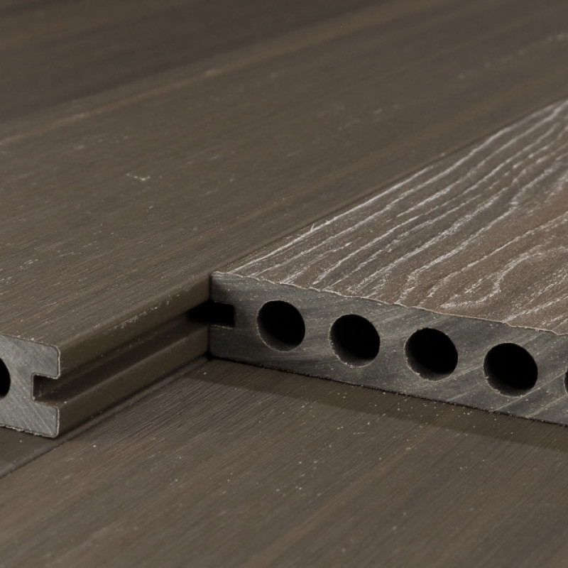 Bausatz, WPC Premium Terrassendiele 2. Generation, 23 x 142 mm, Wellenstruktur / glatt, Walnuss