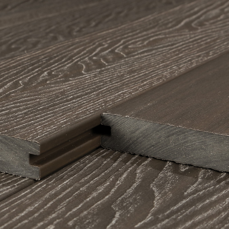 WPC Premium Terrassendiele 2. Generation, Massiv, 23 x 140 mm, Wellenstruktur / glatt, Walnuss