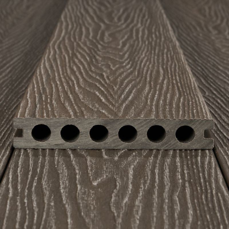 WPC Premium Terrassendiele 2. Generation, 23 x 142 mm, Wellenstruktur / glatt, Walnuss