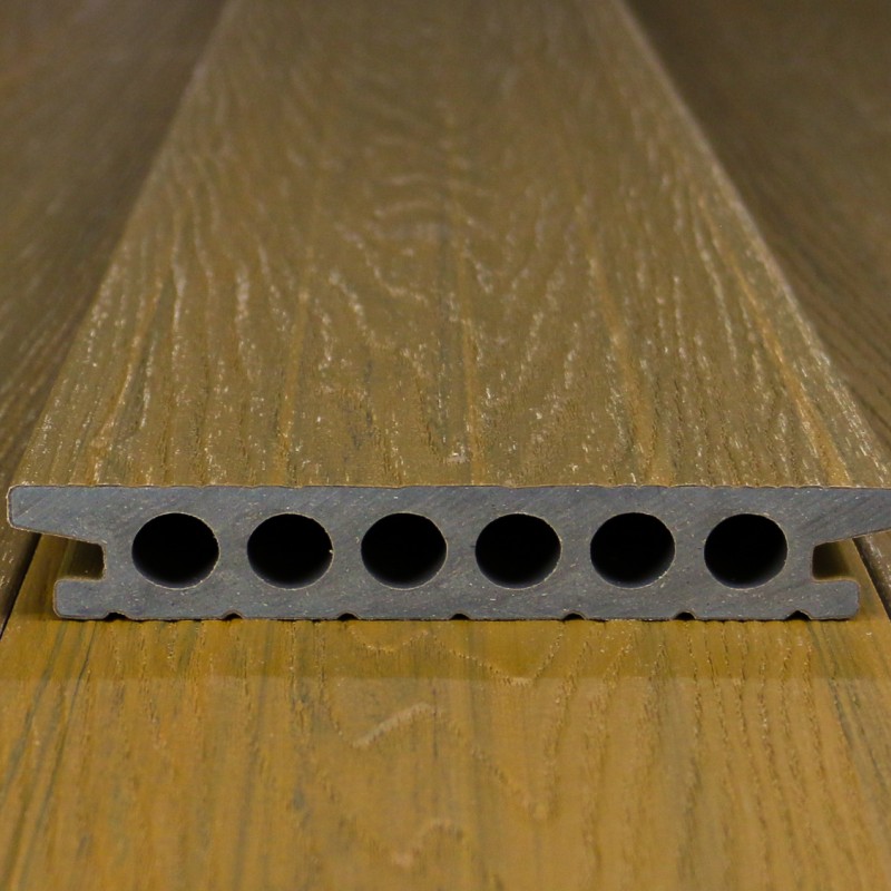 Bausatz, FeelingWood WPC Premium Terrassendiele in Holzoptik, 25 x 150 mm, Wellenstruktur, Teak