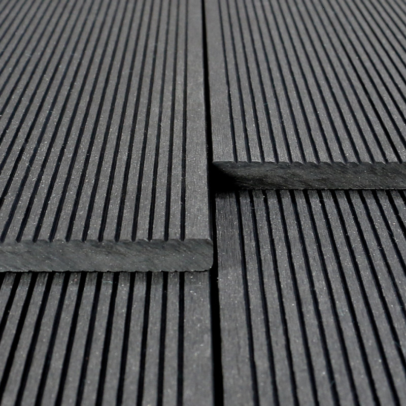 WPC Abschlussleiste in Holzoptik, 11 x 140 mm, Wellenstruktur / fein, Dunkelgrau