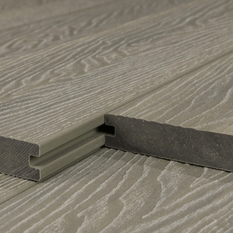 Bausatz, WPC Premium Terrassendiele 2. Generation, Massiv, 23 x 140 mm, Wellenstruktur / glatt, Antik