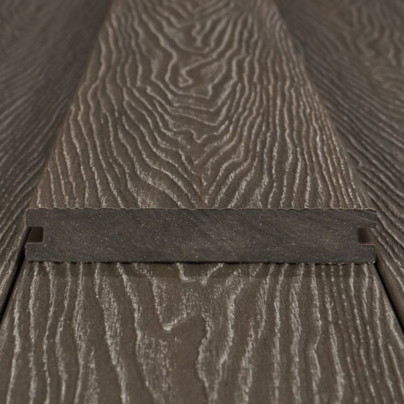 Bausatz, WPC Premium Terrassendiele 2. Generation, Massiv, 23 x 140 mm, Wellenstruktur / glatt, Walnuss