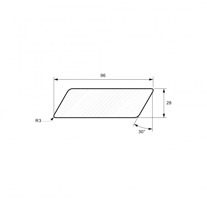 Rhombusleisten 30°, 28 x 96 mm, A/B Sortierung
